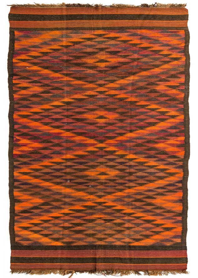 4' 5 x 14' 7 Hand Woven Kilim Fars Wool Runner Rug