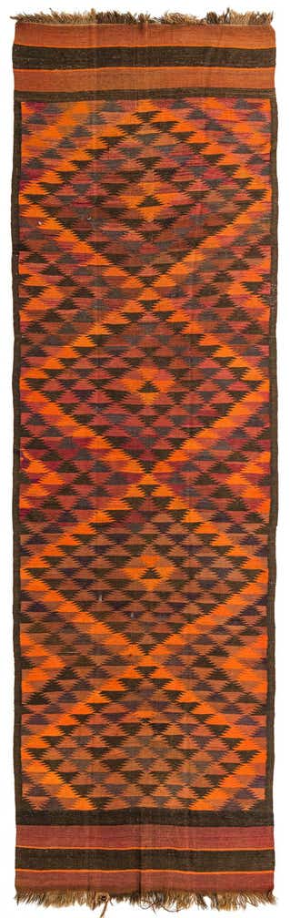 4' 5 x 14' 7 Hand Woven Kilim Fars Wool Runner Rug