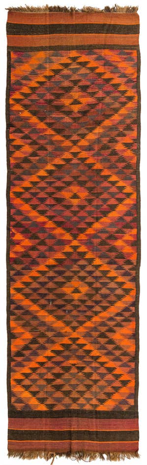 Detail image of 4' 5 x 14' 7 Hand Woven Kilim Fars Wool Runner Rug