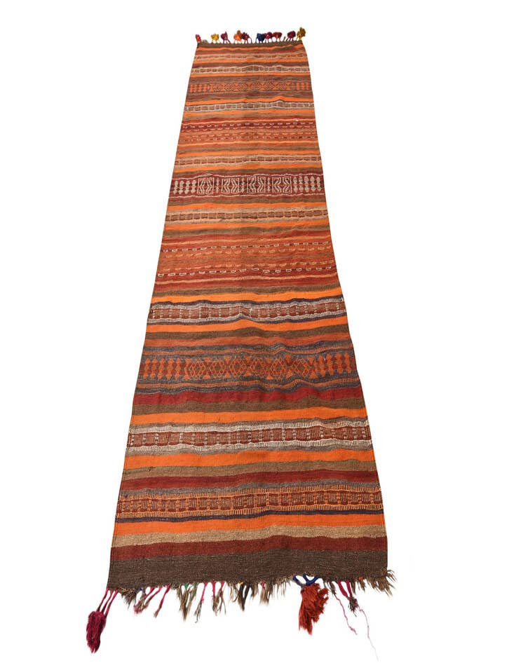 Detail image of 3' 6 x 10' 5  Hand Woven Kilim Fars Wool Runner Rug