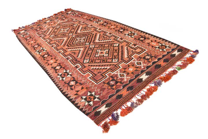 4' 9 x 10' 3 Hand Woven Kilim Fars Wool Runner Rug