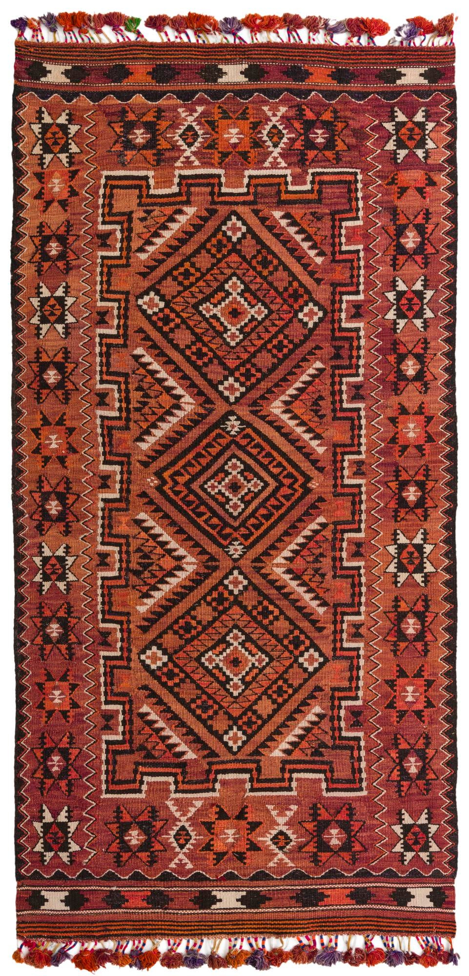 4' 9 x 10' 3 Hand Woven Kilim Fars Wool Runner Rug