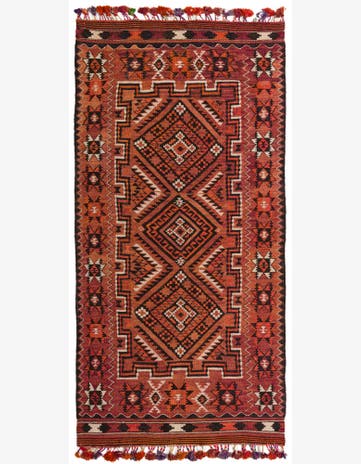 4' 9 x 10' 3 Hand Woven Kilim Fars Wool Runner Rug