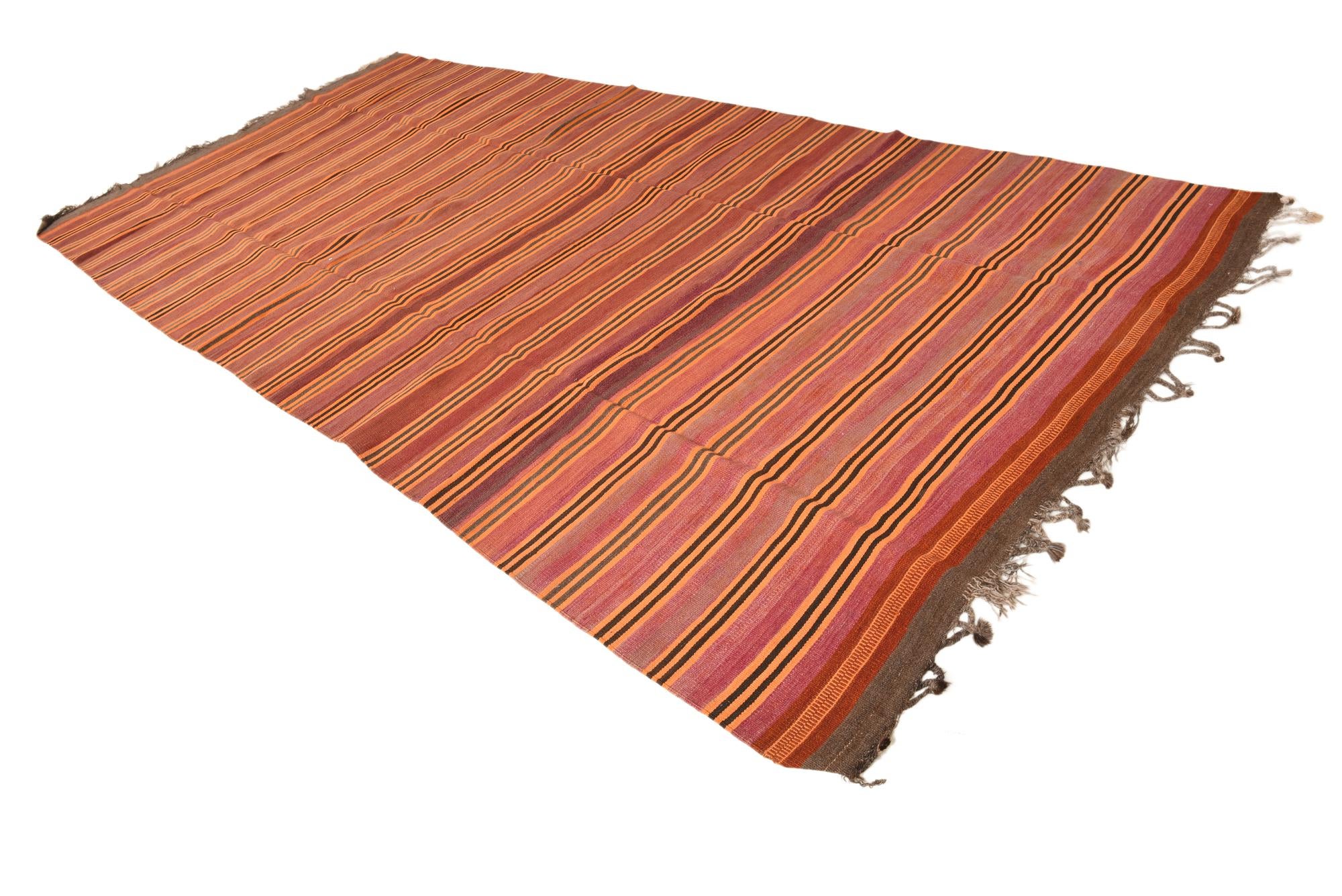6' 6 x 14' Hand Woven Kilim Fars Wool Runner Rug