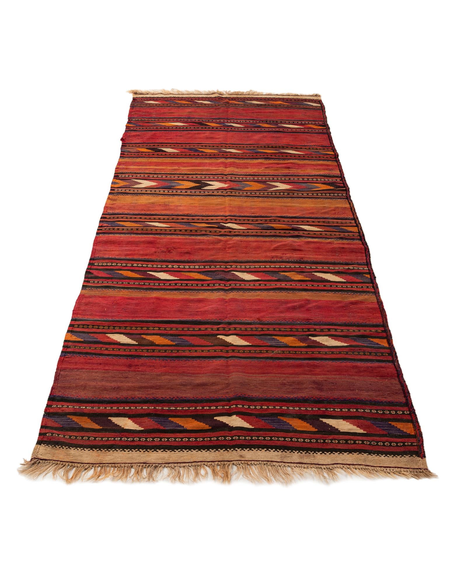 135cm x 375cm Tejido a mano Kilim Fars Alfombra Lana Pasillera