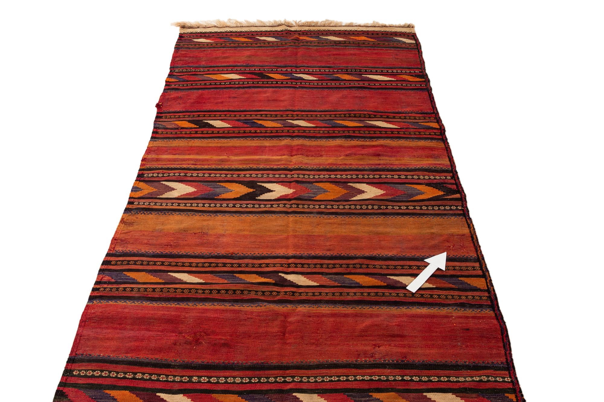 135cm x 375cm Tejido a mano Kilim Fars Alfombra Lana Pasillera