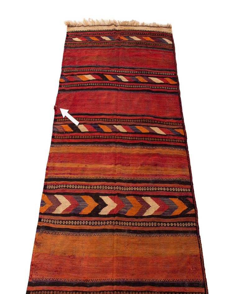 Detail image of 4' 6 x 12' 4  Hand Woven Kilim Fars Wool Runner Rug