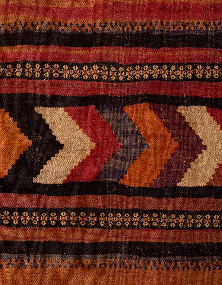 Detail image of 4' 6 x 12' 4  Hand Woven Kilim Fars Wool Runner Rug