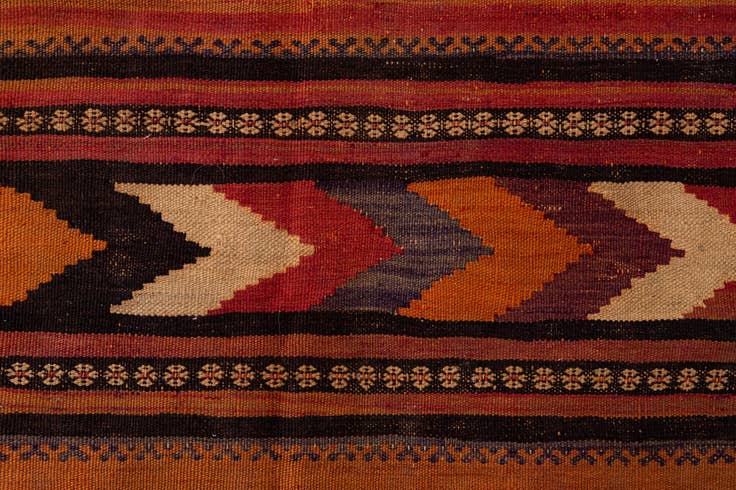Detail image of 135cm x 375cm Hand Woven Kilim Fars Wool Runner Rug