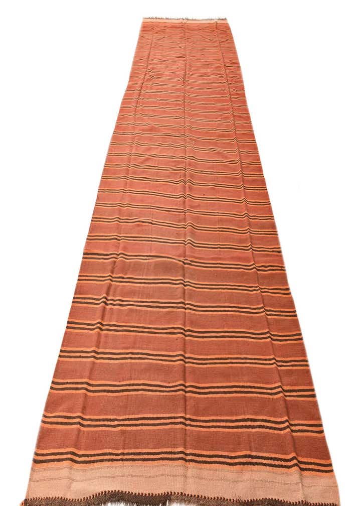 5' 2 x 13' 7 Hand Woven Kilim Fars Wool Runner Rug