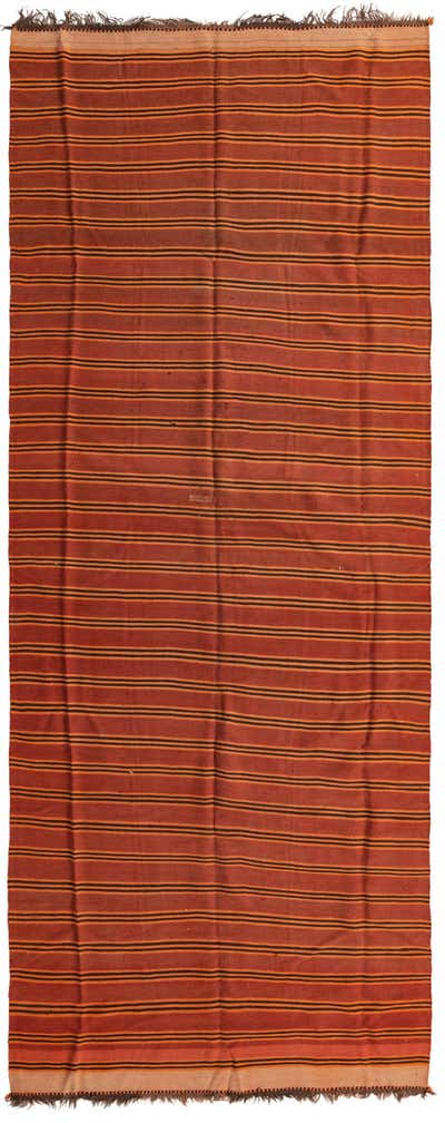 5' 2 x 13' 7 Hand Woven Kilim Fars Wool Runner Rug