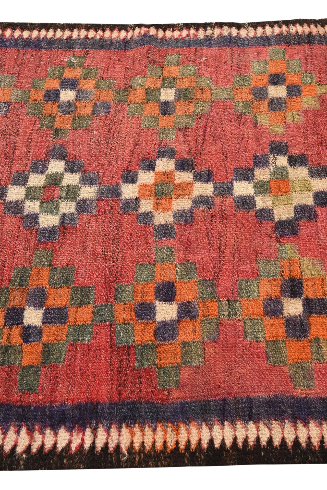 4' x 8' 10 Hand Woven Kilim Fars Wool Runner Rug