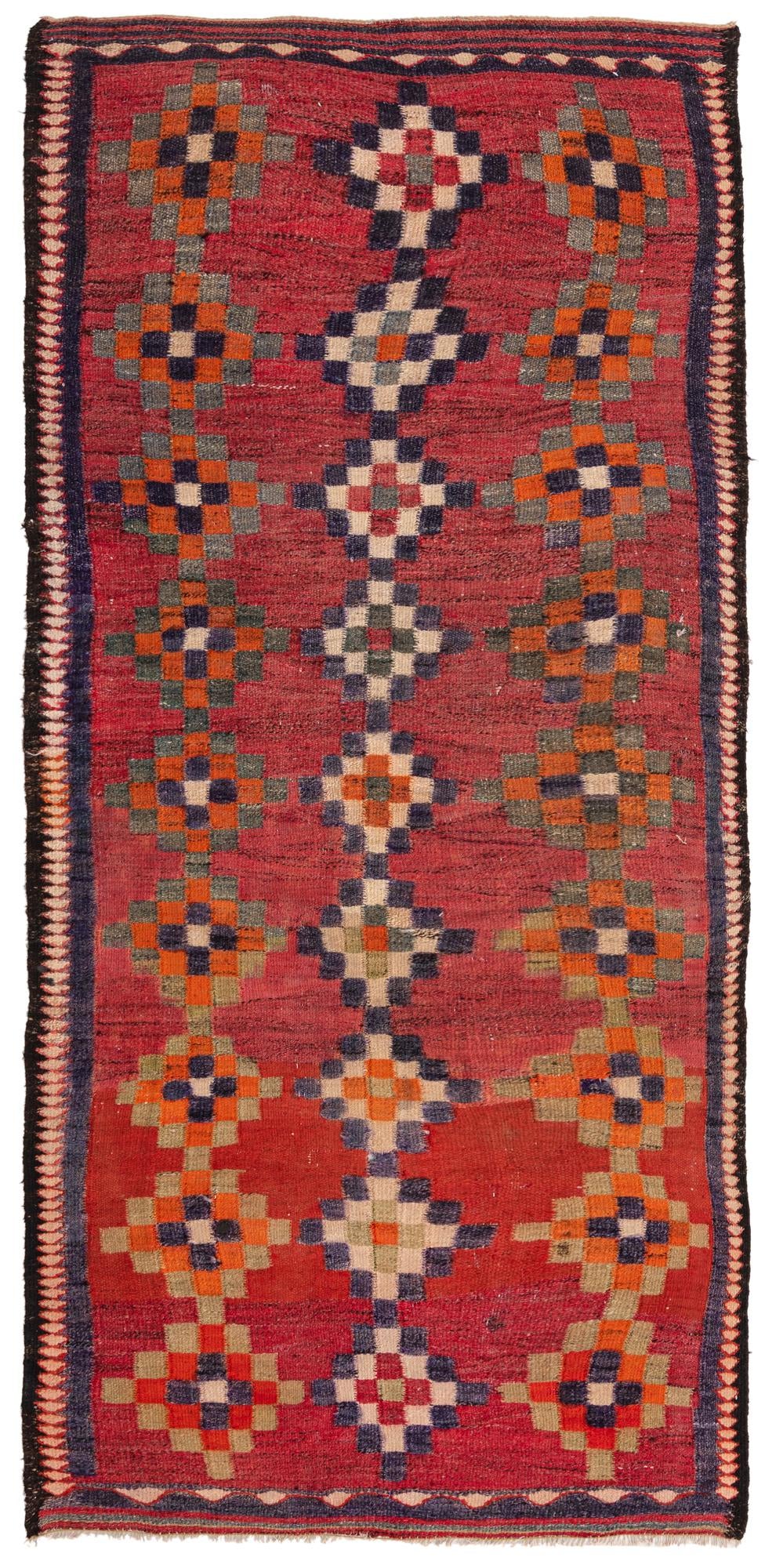 4' x 8' 10 Hand Woven Kilim Fars Wool Runner Rug