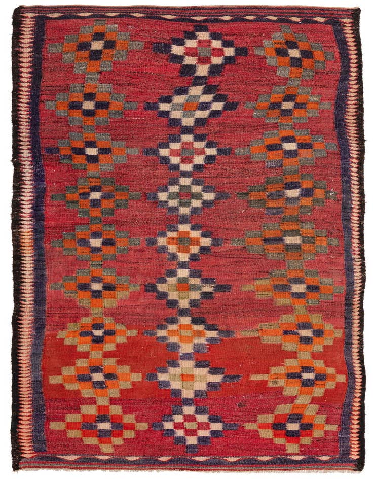 Detail image of 4' x 8' 10 Hand Woven Kilim Fars Wool Runner Rug
