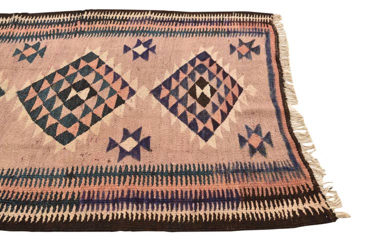 Detailansicht von 140cm x 290cm Handgewebt Kilim Fars Wolle Läufer Teppich