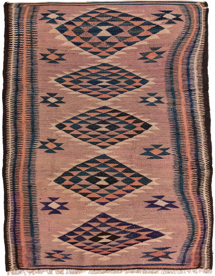 Detail image of 4' 7 x 9' 6 Hand Woven Kilim Fars Wool Runner Rug