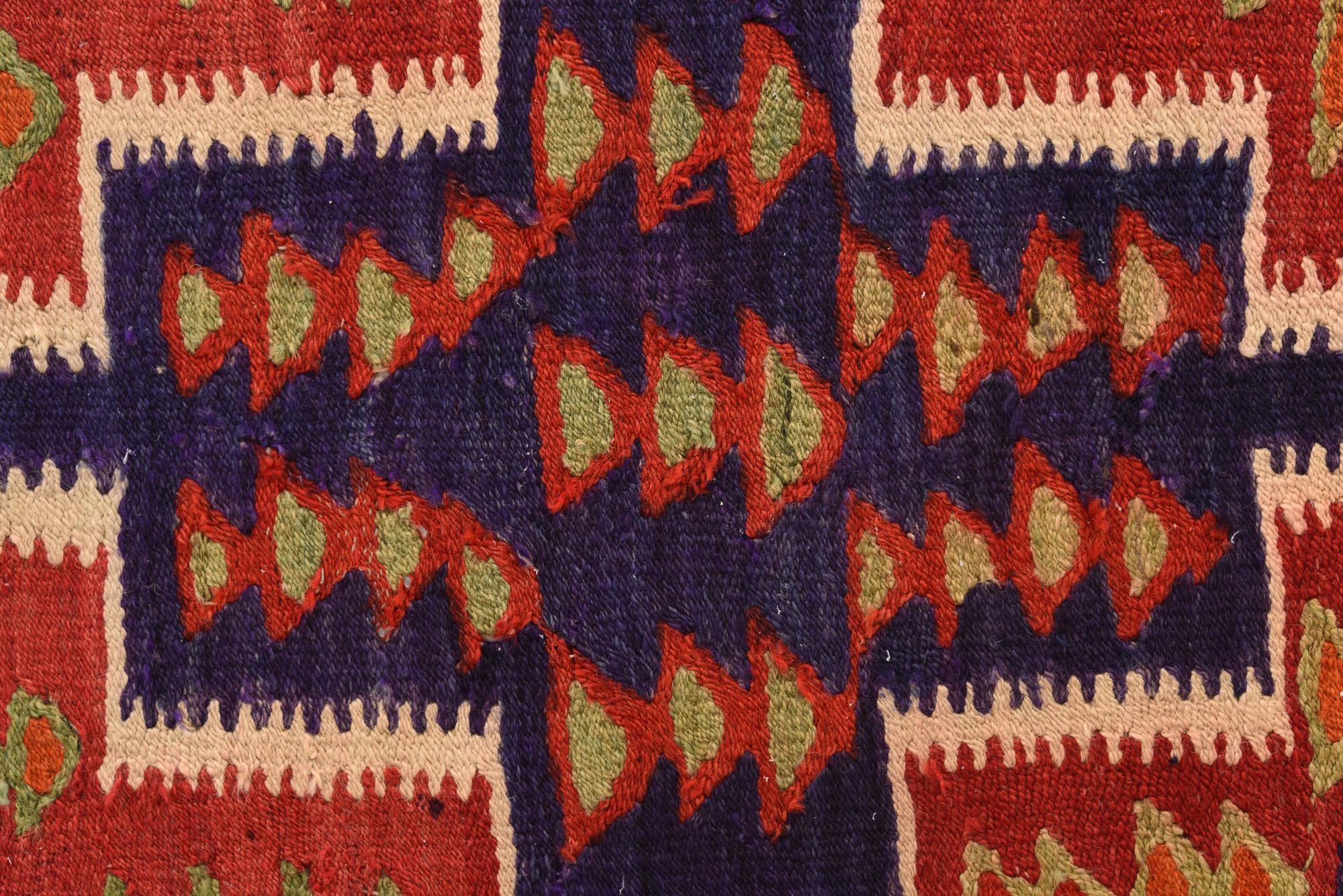 4' 2 x 9' 3 Hand Woven Kilim Fars Wool Runner Rug