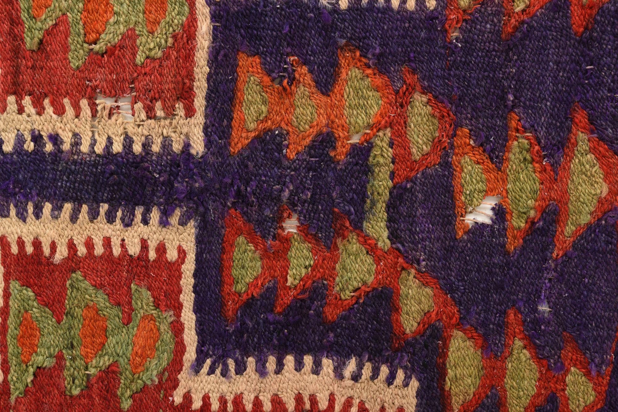 4' 2 x 9' 3 Hand Woven Kilim Fars Wool Runner Rug