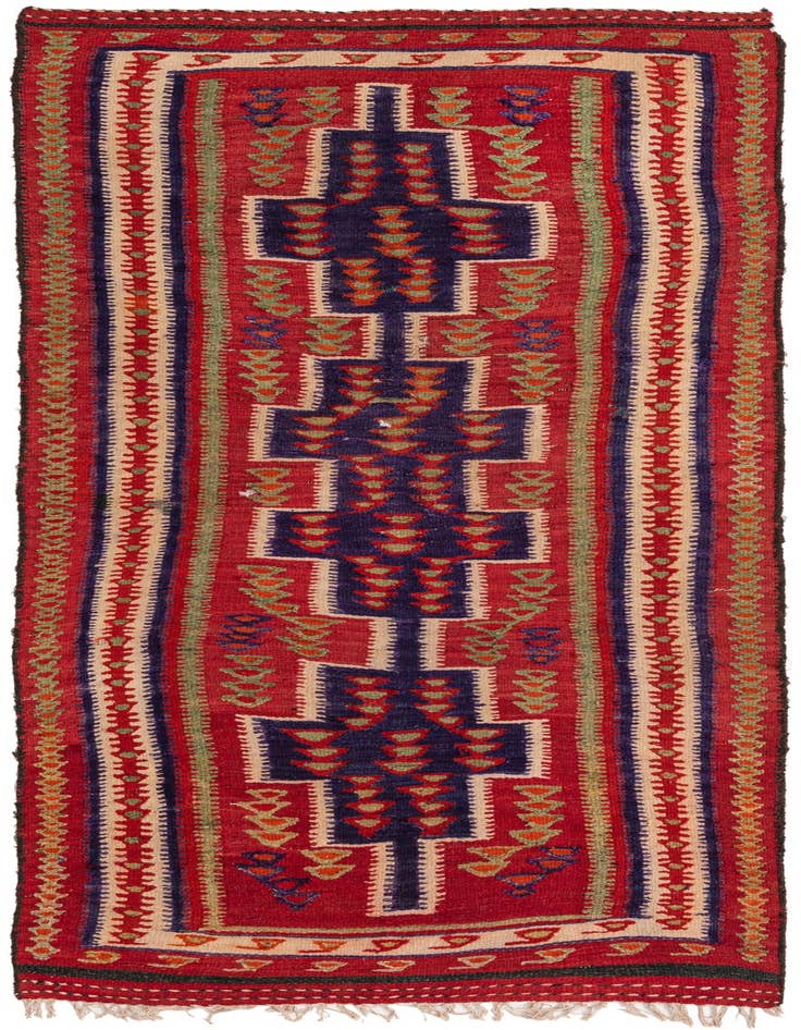 Detail image of 4' 2 x 9' 3 Hand Woven Kilim Fars Wool Runner Rug