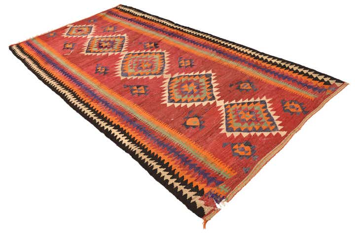 5' x 9' 6 Hand Woven Kilim Fars Wool Runner Rug