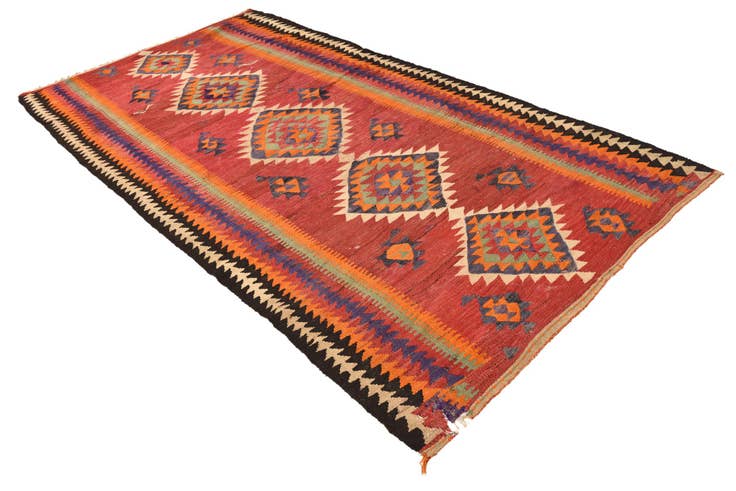 Detail image of 5' x 9' 6 Hand Woven Kilim Fars Wool Runner Rug