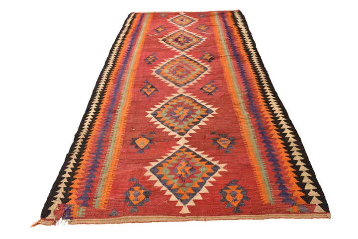 5' x 9' 6 Hand Woven Kilim Fars Wool Runner Rug