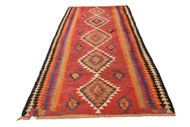 Detail image of 5' x 9' 6 Hand Woven Kilim Fars Wool Runner Rug