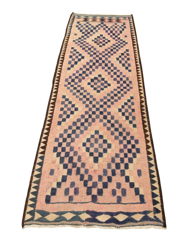 Detail image of 4' 2 x 8'  Hand Woven Kilim Fars Wool Runner Rug