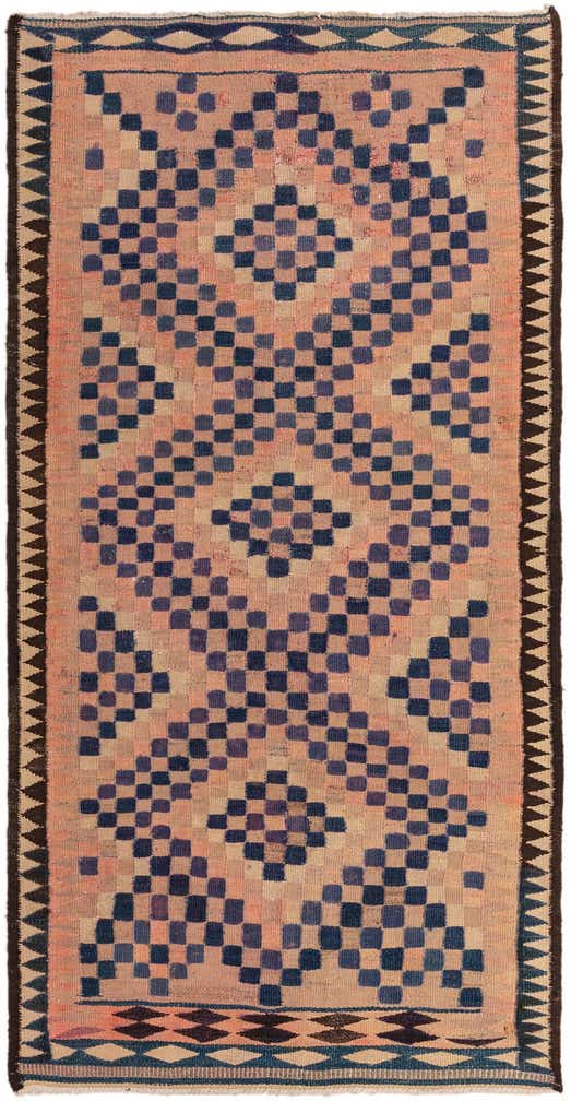 4' 2 x 8' Hand Woven Kilim Fars Wool Runner Rug