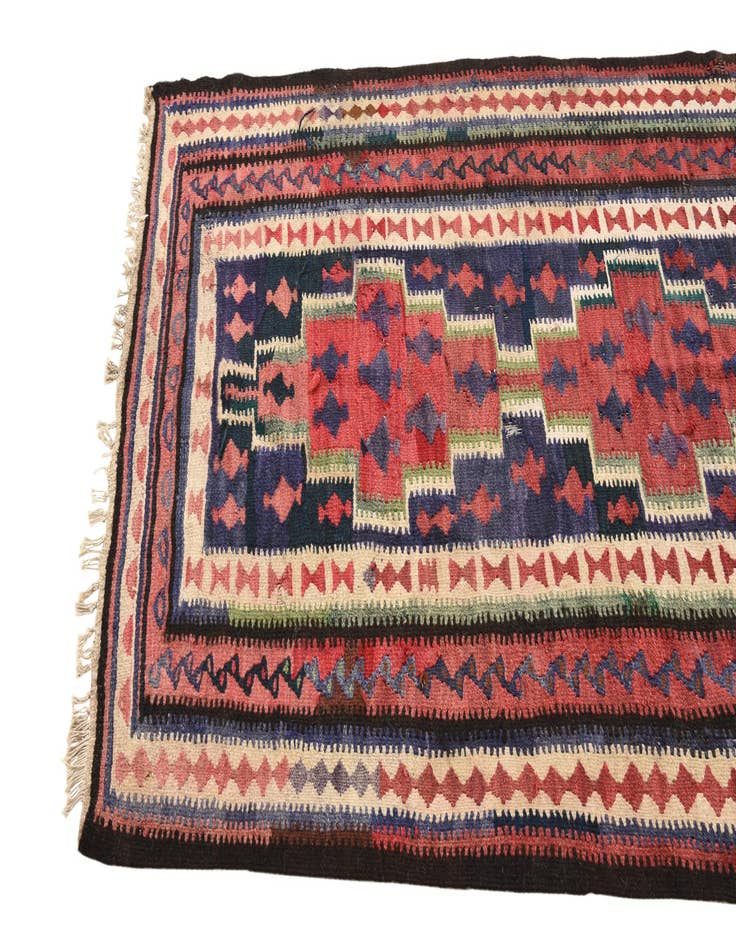 Detail image of 4' 2 x 10'  Hand Woven Kilim Fars Wool Runner Rug