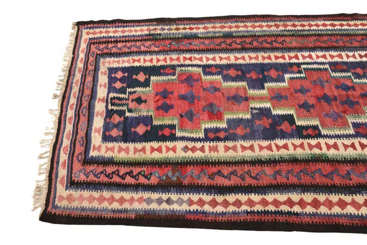 4' 2 x 10' Hand Woven Kilim Fars Wool Runner Rug