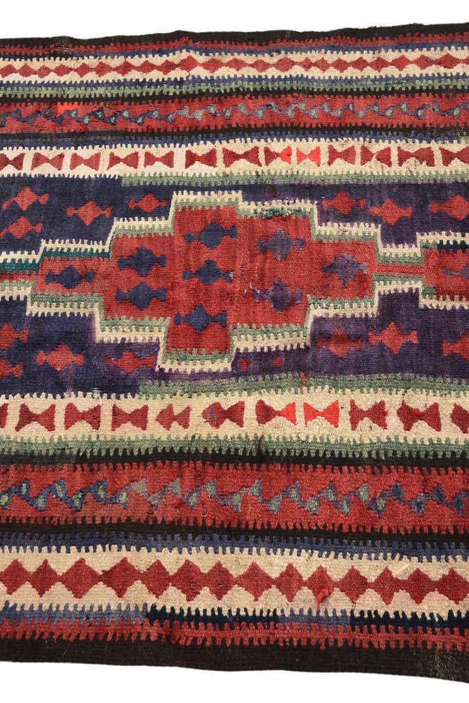 4' 2 x 10' Hand Woven Kilim Fars Wool Runner Rug