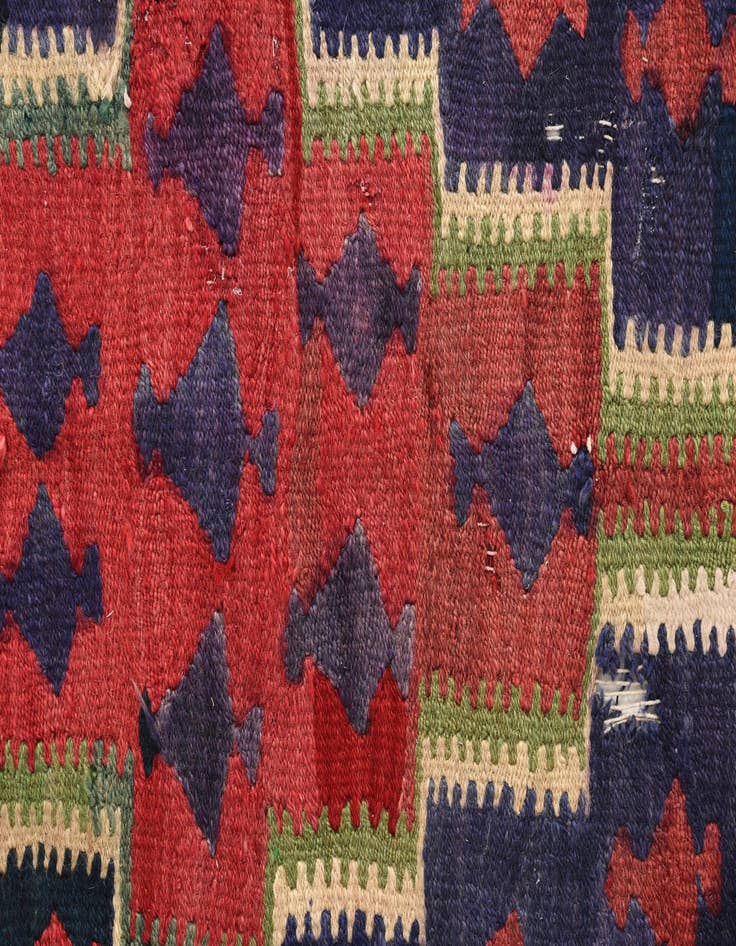 Detail image of 4' 2 x 10'  Hand Woven Kilim Fars Wool Runner Rug