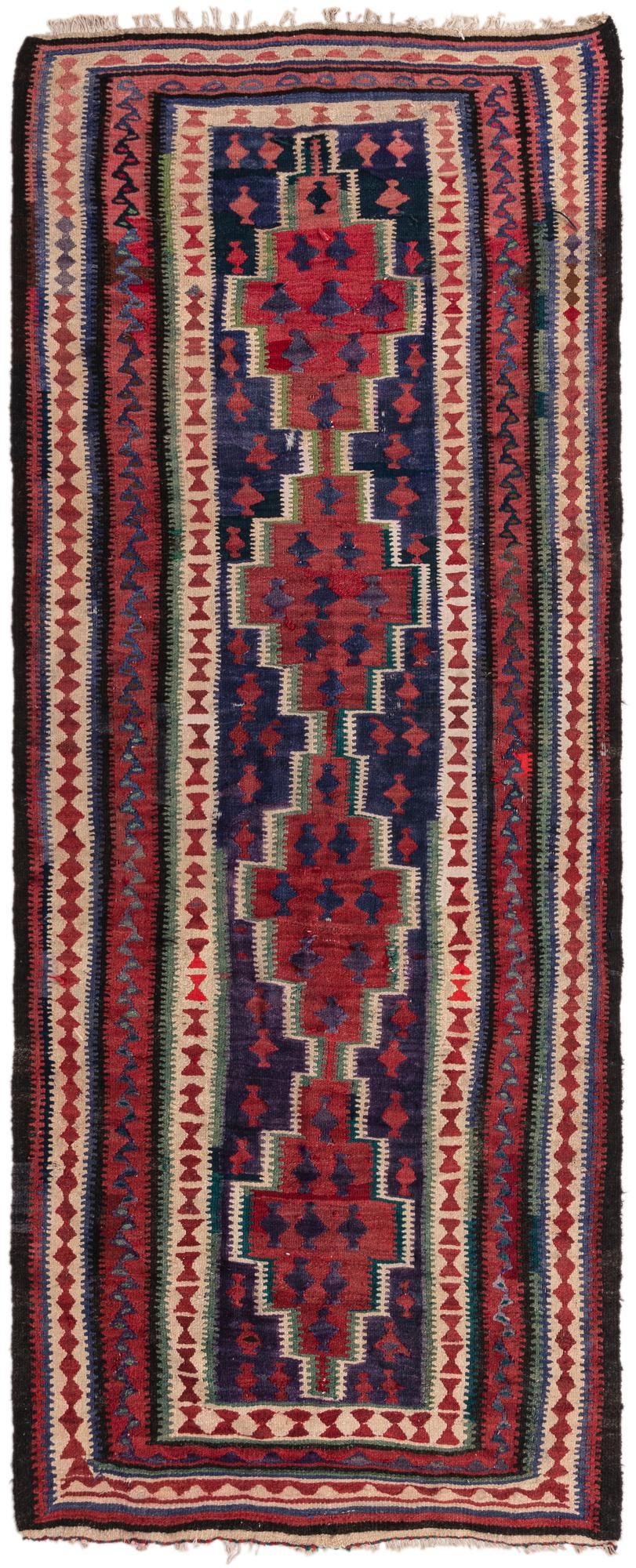 4' 2 x 10' Hand Woven Kilim Fars Wool Runner Rug