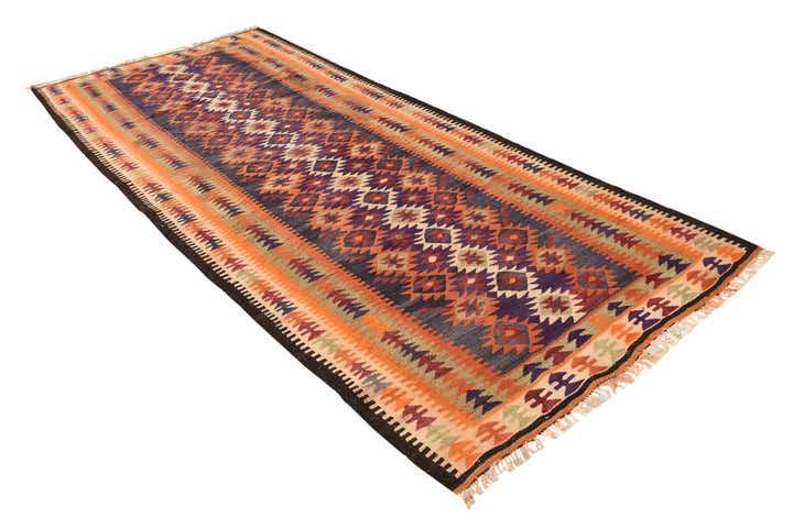 4' 4 x 10' 6 Hand Woven Kilim Fars Wool Runner Rug
