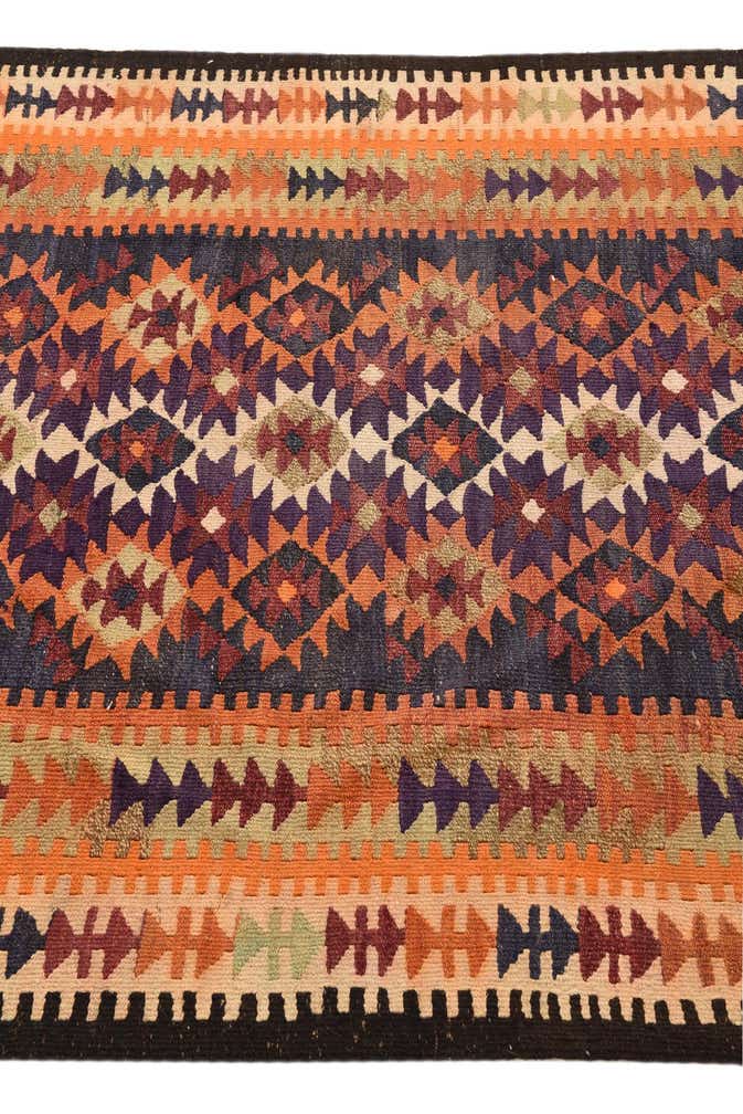4' 4 x 10' 6 Hand Woven Kilim Fars Wool Runner Rug