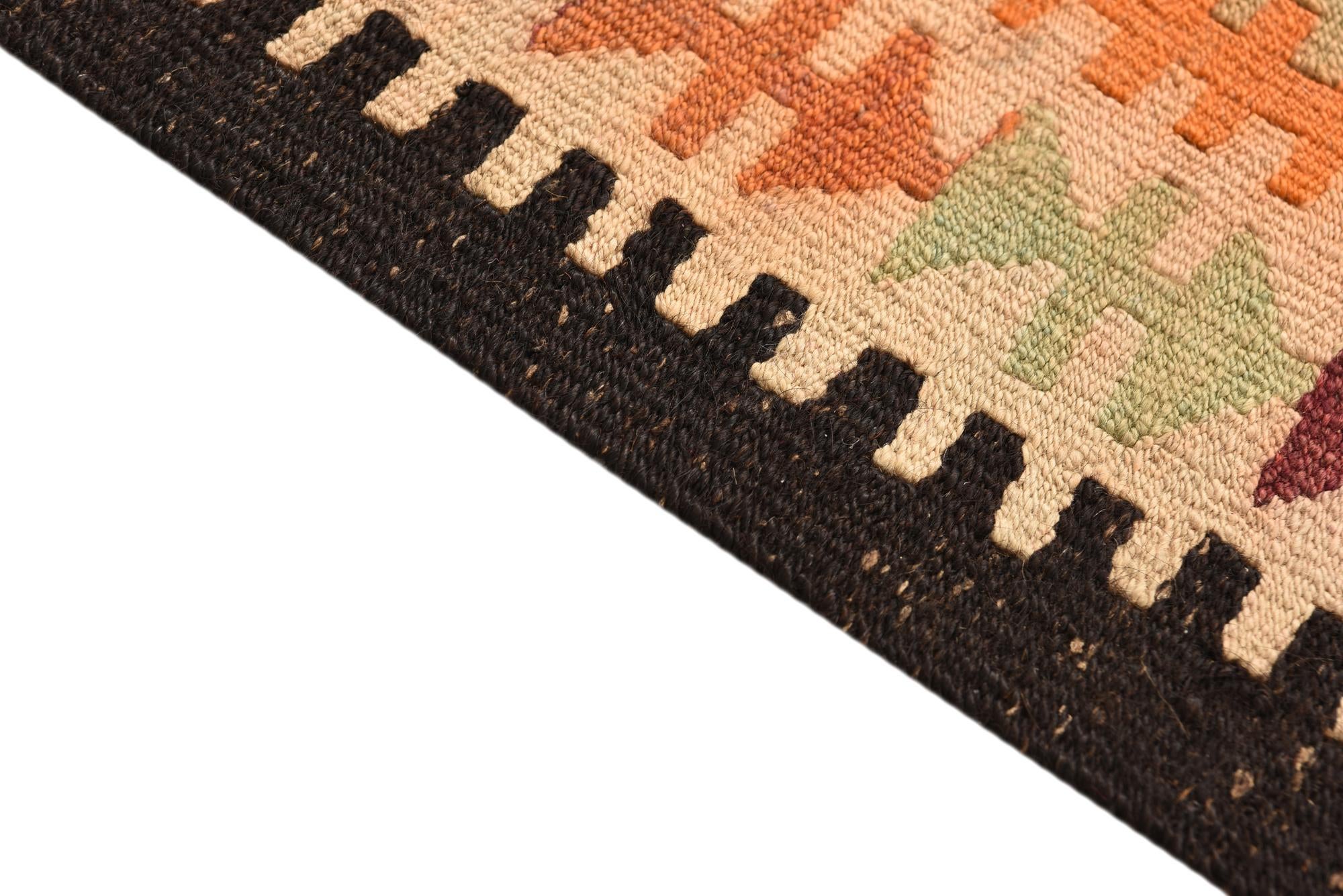 4' 4 x 10' 6 Hand Woven Kilim Fars Wool Runner Rug