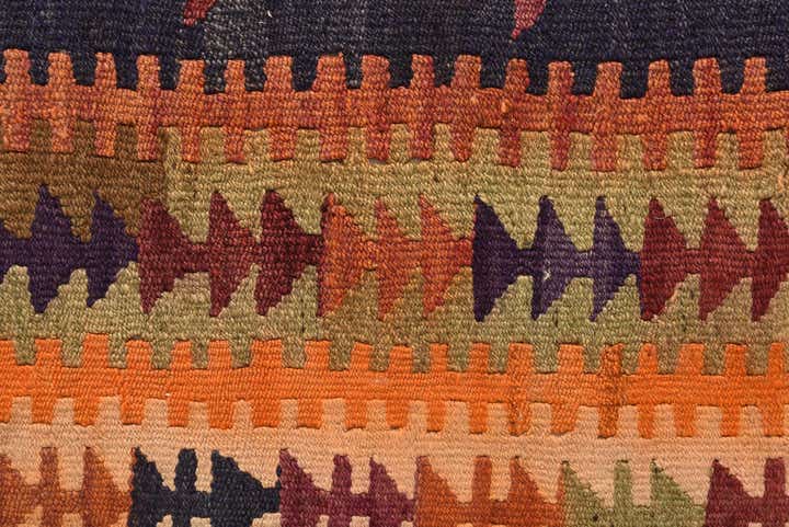 4' 4 x 10' 6 Hand Woven Kilim Fars Wool Runner Rug