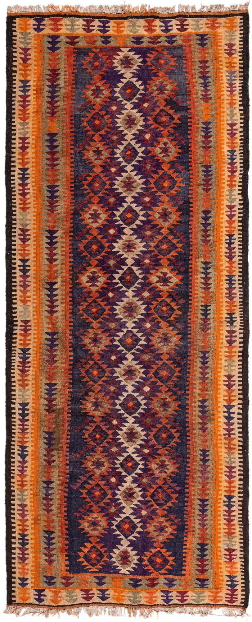 4' 4 x 10' 6 Hand Woven Kilim Fars Wool Runner Rug