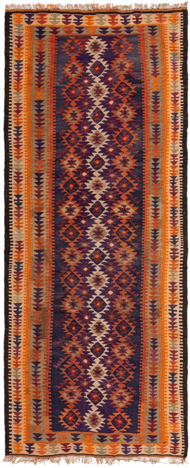 Detail image of 4' 4 x 10' 6 Hand Woven Kilim Fars Wool Runner Rug