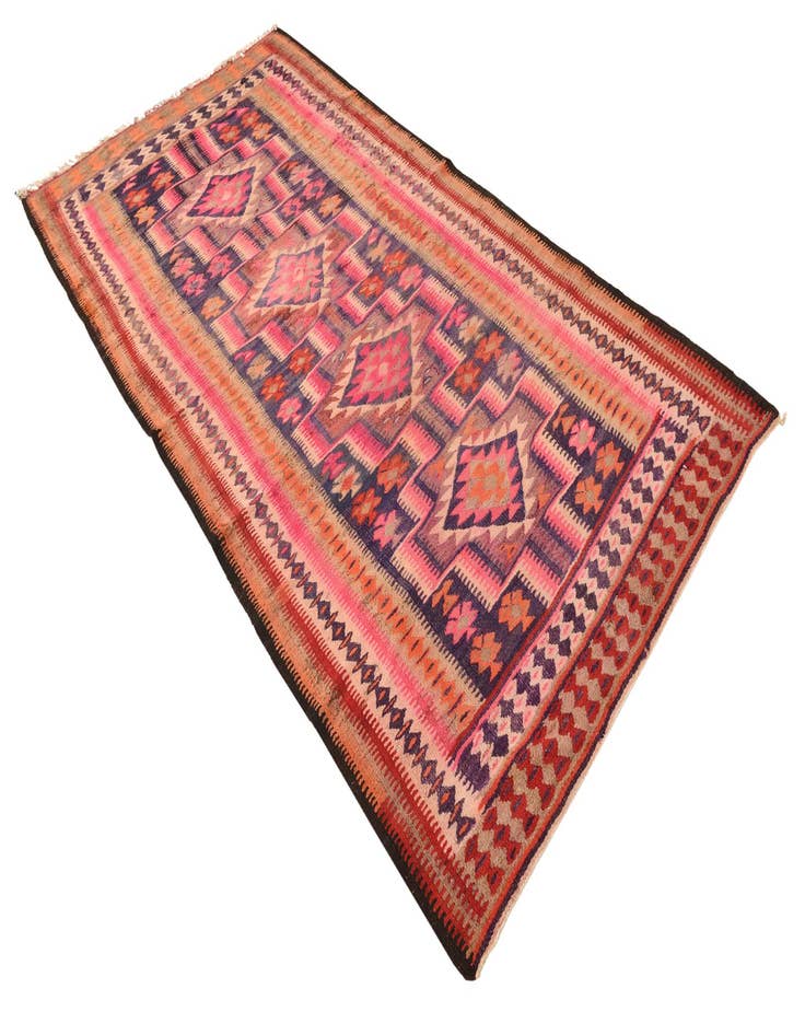 Detail image of 4' 6 x 9' 1 Hand Woven Kilim Fars Wool Runner Rug