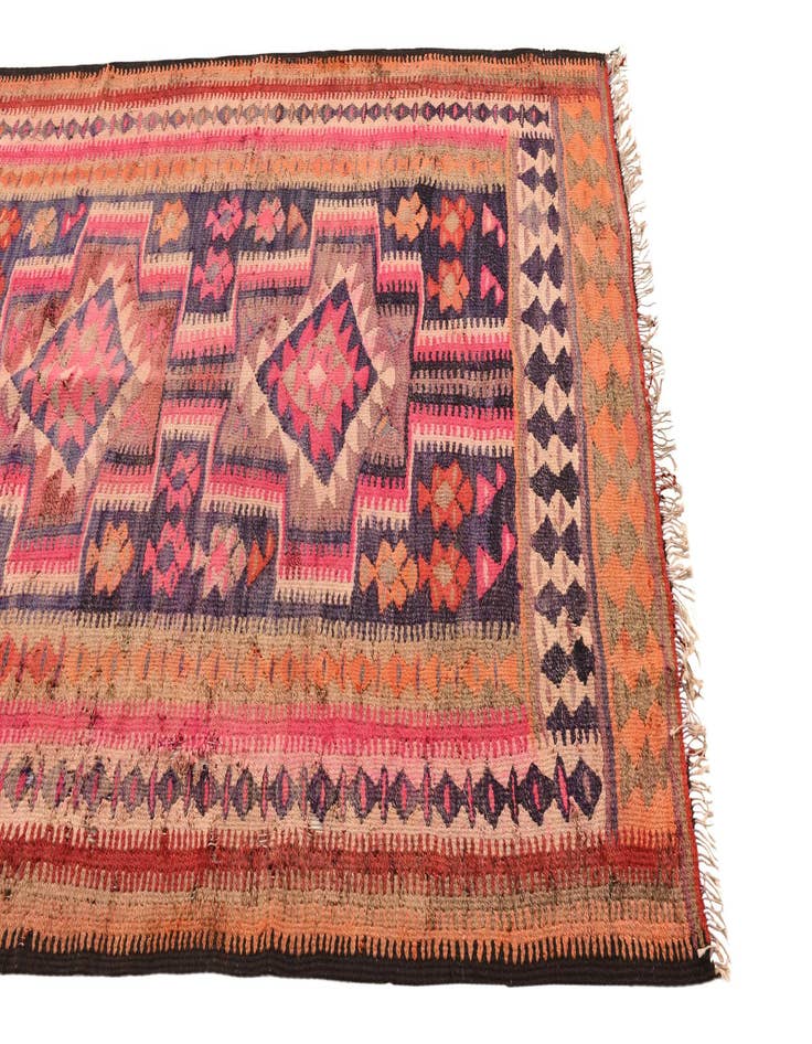 Detail image of 4' 6 x 9' 1 Hand Woven Kilim Fars Wool Runner Rug