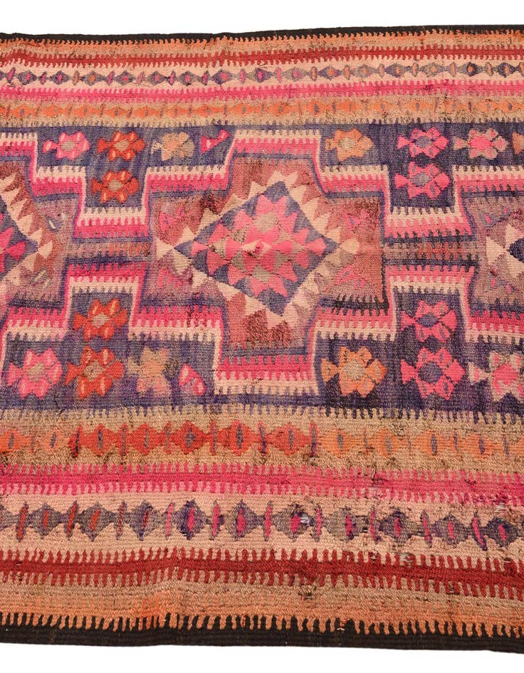 Detail image of 4' 6 x 9' 1 Hand Woven Kilim Fars Wool Runner Rug