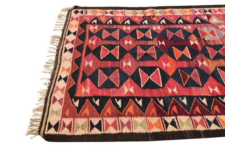 Detail image of 4' 7 x 9' 9 Hand Woven Kilim Fars Wool Runner Rug