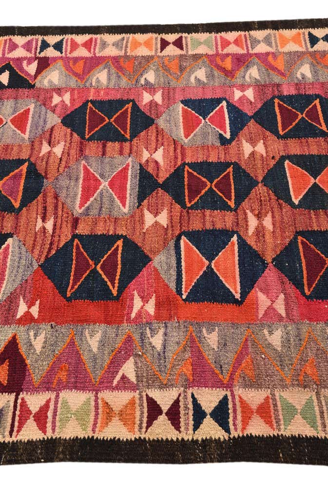 4' 7 x 9' 9 Hand Woven Kilim Fars Wool Runner Rug