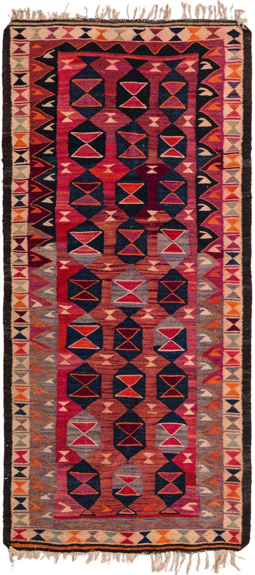 4' 7 x 9' 9 Hand Woven Kilim Fars Wool Runner Rug