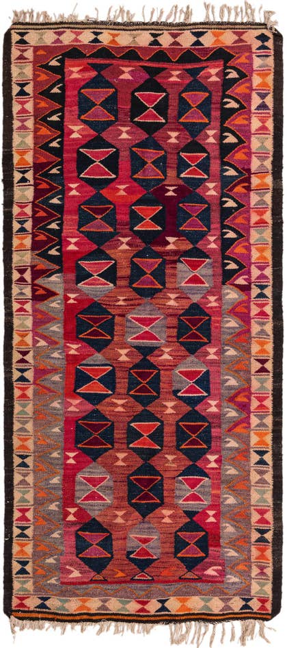 Detail image of 4' 7 x 9' 9 Hand Woven Kilim Fars Wool Runner Rug