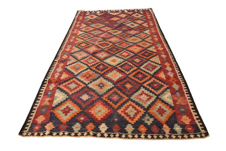 Detail image of 5' x 10' Hand Woven Kilim Fars Wool Runner Rug