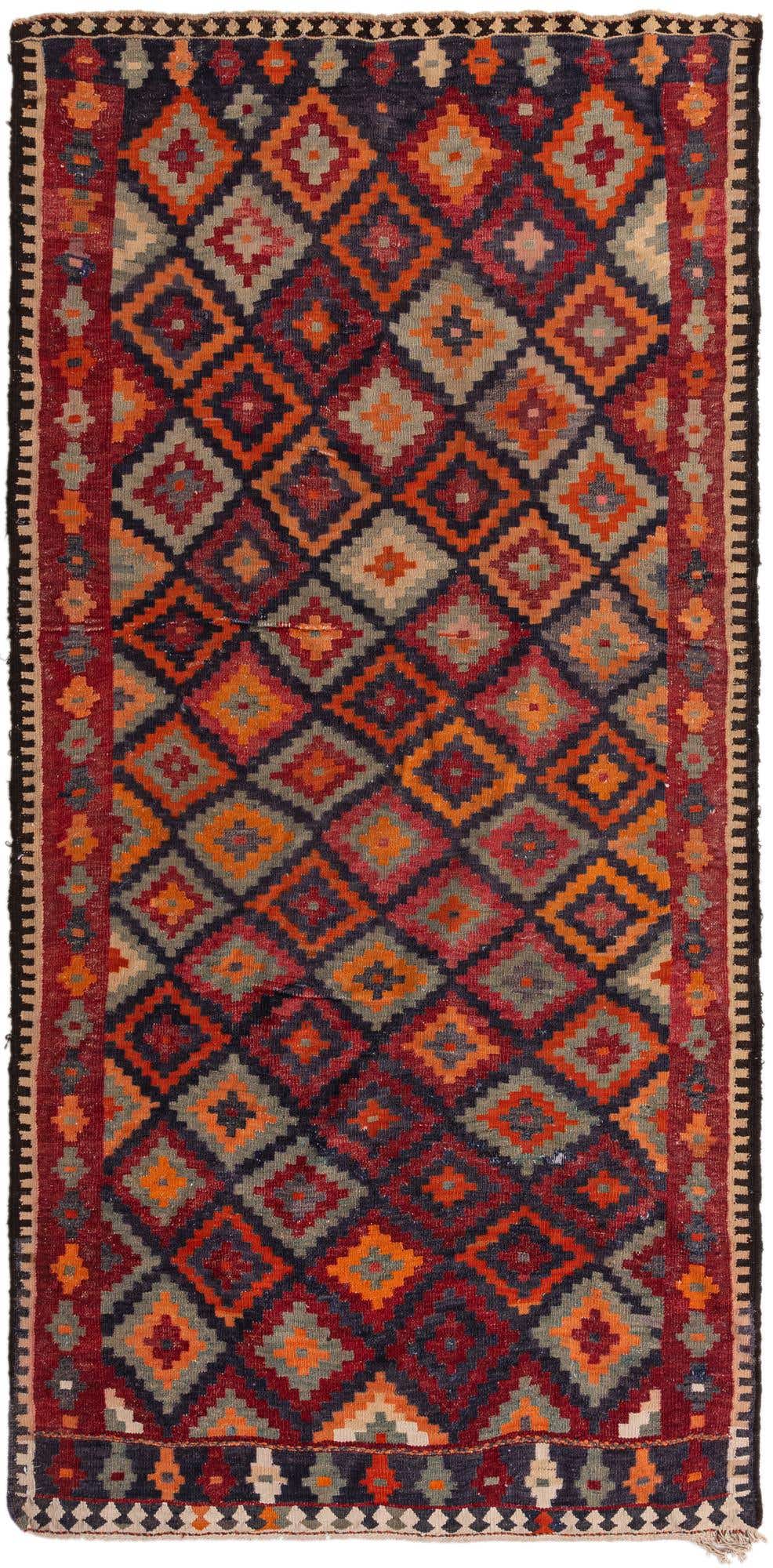5' x 10' Hand Woven Kilim Fars Wool Runner Rug