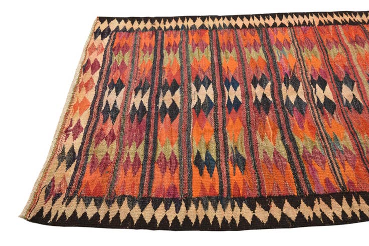 Detail image of 4' 4 x 9' 5 Hand Woven Kilim Fars Wool Runner Rug